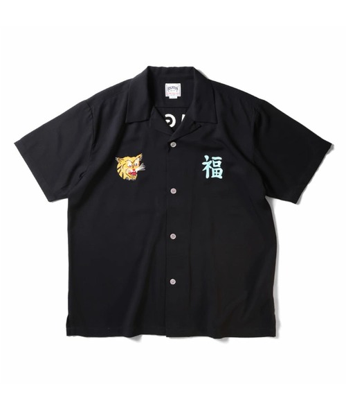ヒューストン　スカシャツ　スーベニアシャツ　虎柄　XL 黒　開襟 HOUSTON ヒューストン 41071 スーベニアシャツ 「TIGER