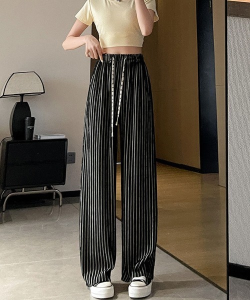 shoppinggo(ショッピングゴー)の「夏服 ワイドパンツ ストライプ(カーゴパンツ・レディース・グリーン/キャメル/ピンク/ブルー/ホワイト/ブラック・FREE)」の19枚目の写真