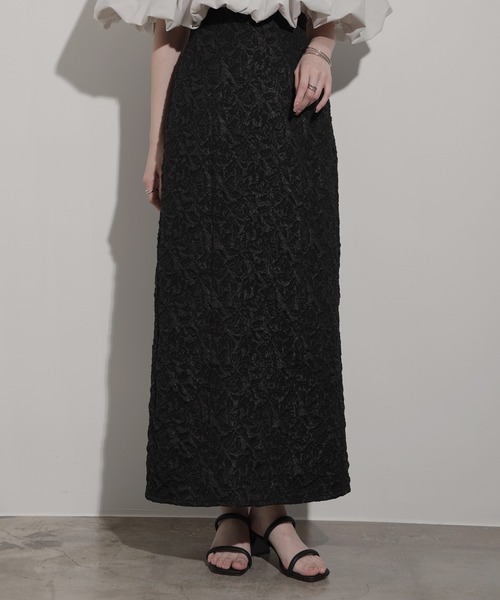 nouvellemoi(ヌーベルモイ)の「ジャガードナローバックスリットスカート(スカート・レディース・アイボリー/ブラック/ベージュ・M/S/L)」の9枚目の写真