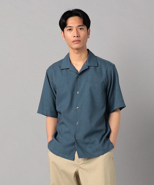 COMME CA MEN(コムサメン)の「リネンライクストレッチ オープンカラー半袖シャツ(シャツ/ブラウス・メンズ・カーキ/ブルー/ライトグレー・M/L)」の3枚目の写真