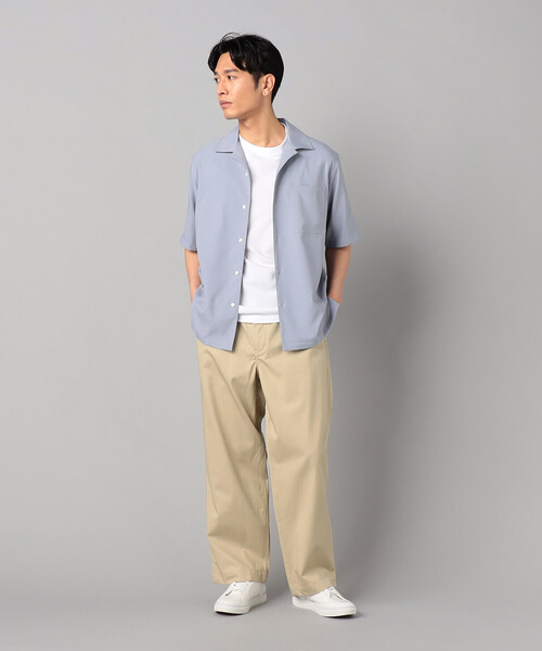 COMME CA MEN(コムサメン)の「リネンライクストレッチ オープンカラー半袖シャツ(シャツ/ブラウス・メンズ・カーキ/ブルー/ライトグレー・M/L)」の4枚目の写真