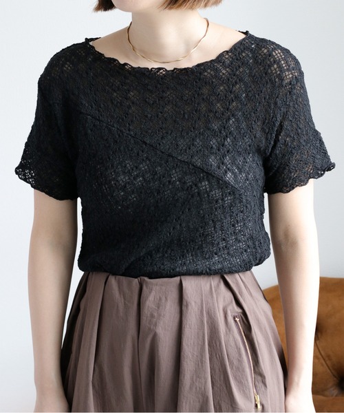 cepo（セポ）の「レースシャーリングカットソー（Tシャツ/カットソー・レディース・オフホワイト/ブラック・M）」の13枚目の写真