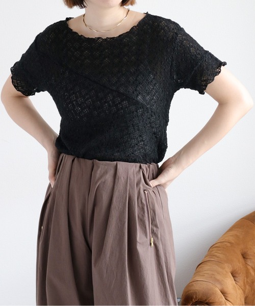 cepo（セポ）の「レースシャーリングカットソー（Tシャツ/カットソー・レディース・オフホワイト/ブラック・M）」の18枚目の写真