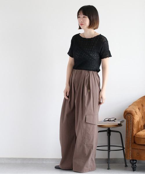 cepo（セポ）の「レースシャーリングカットソー（Tシャツ/カットソー・レディース・オフホワイト/ブラック・M）」の8枚目の写真