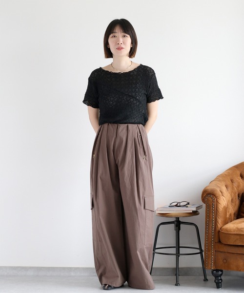 cepo（セポ）の「レースシャーリングカットソー（Tシャツ/カットソー・レディース・オフホワイト/ブラック・M）」の12枚目の写真