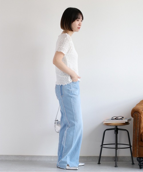 cepo（セポ）の「レースシャーリングカットソー（Tシャツ/カットソー・レディース・オフホワイト/ブラック・M）」の22枚目の写真