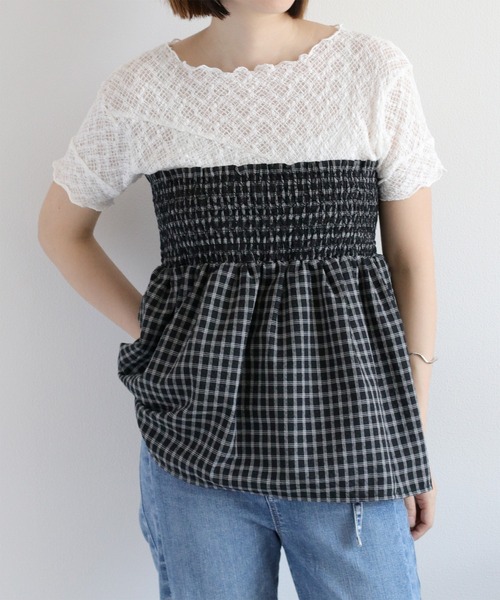 cepo（セポ）の「レースシャーリングカットソー（Tシャツ/カットソー・レディース・オフホワイト/ブラック・M）」の5枚目の写真