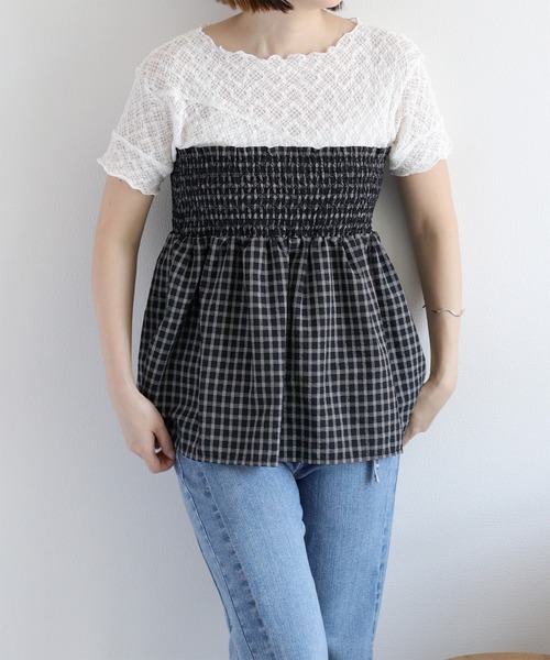 cepo（セポ）の「レースシャーリングカットソー（Tシャツ/カットソー・レディース・オフホワイト/ブラック・M）」の6枚目の写真