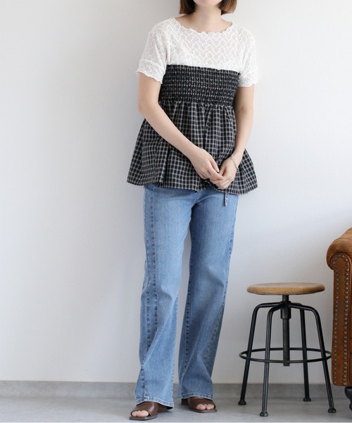 cepo（セポ）の「レースシャーリングカットソー（Tシャツ/カットソー・レディース・オフホワイト/ブラック・M）」の3枚目の写真