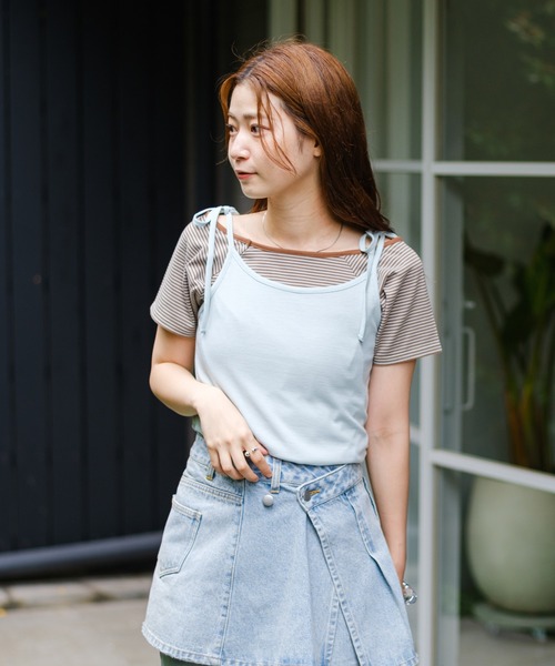 Kastane(カスタネ)の「【セットアイテム】ボーダーTEE×キャミSET(Tシャツ/カットソー・レディース・グレー/ブラック/サックスブルー・FREE)」の21枚目の写真