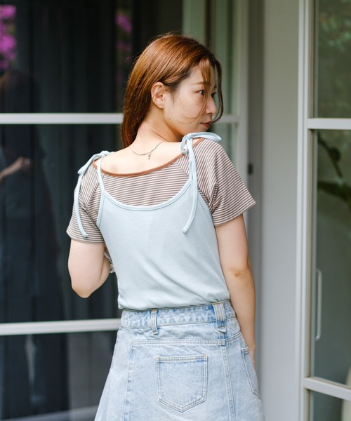 tシャツ 「セットアイテム」ボーダーTEE×キャミSET レディース セットアイテム】ボーダーTEE×キャミSET（Tシャツ/カットソー