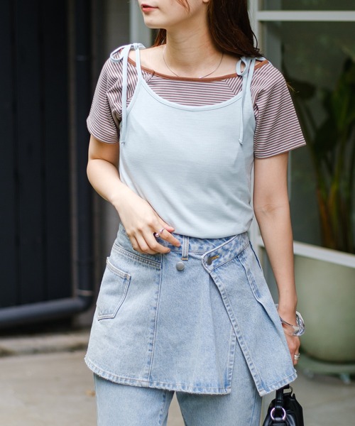 Kastane(カスタネ)の「【セットアイテム】ボーダーTEE×キャミSET(Tシャツ/カットソー・レディース・グレー/ブラック/サックスブルー・FREE)」の20枚目の写真