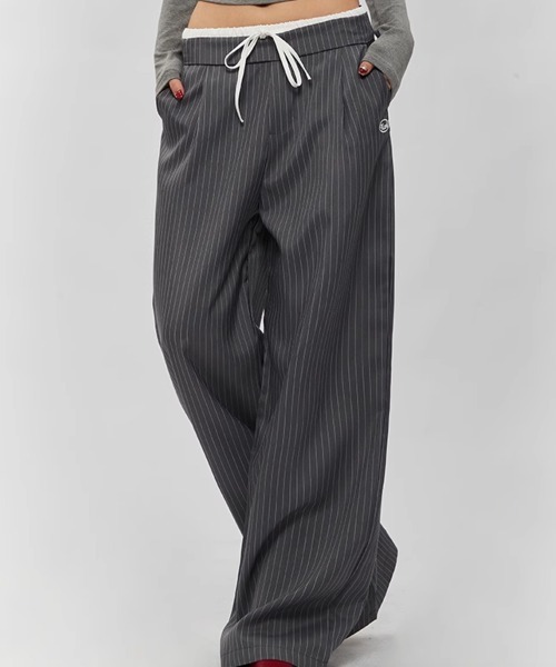 VIVID LADY（ビビッドレディー）の「ダブル ウエスト ワイドパンツ スラックス（その他パンツ・レディース・グレー・SMALL/MEDIUM/LARGE）」の2枚目の写真