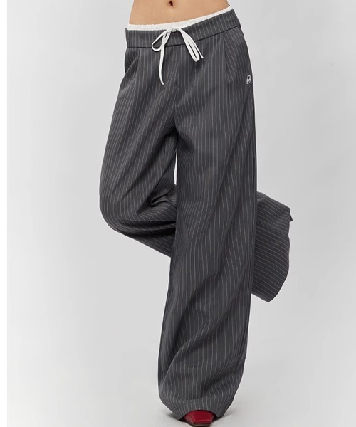 VIVID LADY（ビビッドレディー）の「ダブル ウエスト ワイドパンツ スラックス（その他パンツ・レディース・グレー・SMALL/MEDIUM/LARGE）」の3枚目の写真