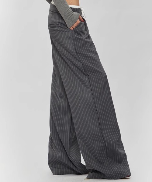 VIVID LADY（ビビッドレディー）の「ダブル ウエスト ワイドパンツ スラックス（その他パンツ・レディース・グレー・SMALL/MEDIUM/LARGE）」の6枚目の写真