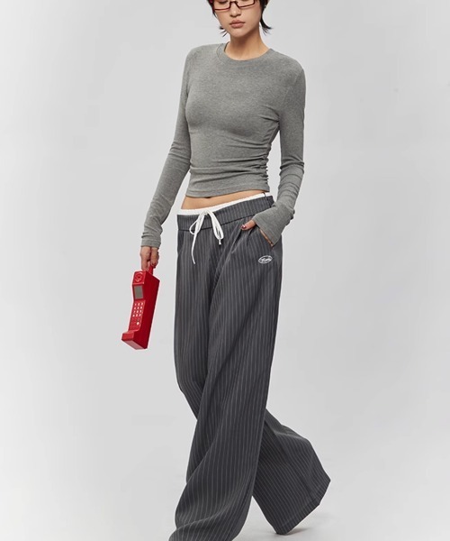 VIVID LADY（ビビッドレディー）の「ダブル ウエスト ワイドパンツ スラックス（その他パンツ・レディース・グレー・SMALL/MEDIUM/LARGE）」の7枚目の写真