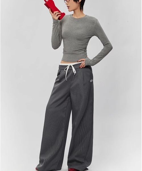 VIVID LADY（ビビッドレディー）の「ダブル ウエスト ワイドパンツ スラックス（その他パンツ・レディース・グレー・SMALL/MEDIUM/LARGE）」の8枚目の写真