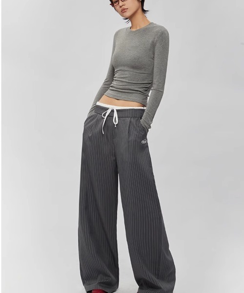 VIVID LADY（ビビッドレディー）の「ダブル ウエスト ワイドパンツ スラックス（その他パンツ・レディース・グレー・SMALL/MEDIUM/LARGE）」の9枚目の写真