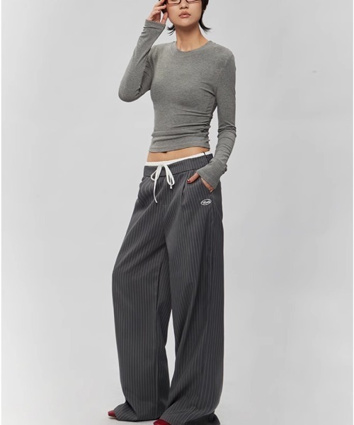 VIVID LADY（ビビッドレディー）の「ダブル ウエスト ワイドパンツ スラックス（その他パンツ・レディース・グレー・SMALL/MEDIUM/LARGE）」の10枚目の写真
