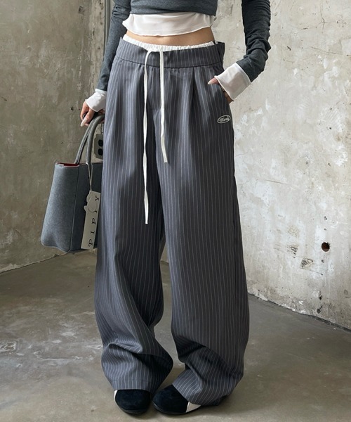VIVID LADY（ビビッドレディー）の「ダブル ウエスト ワイドパンツ スラックス（その他パンツ・レディース・グレー・SMALL/MEDIUM/LARGE）」の11枚目の写真