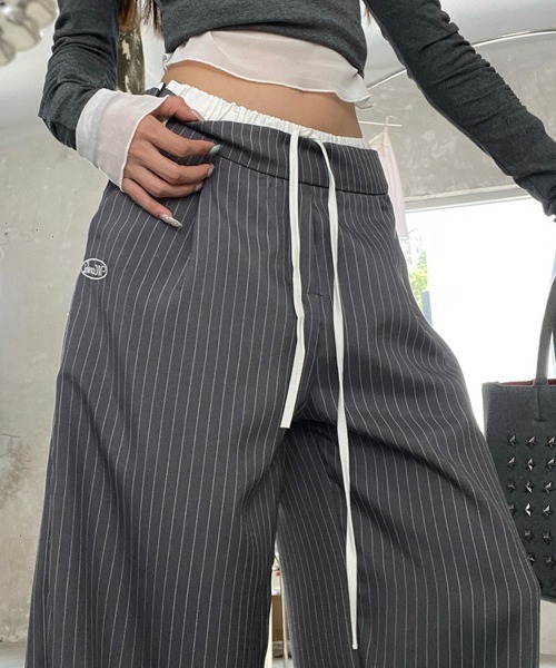 VIVID LADY（ビビッドレディー）の「ダブル ウエスト ワイドパンツ スラックス（その他パンツ・レディース・グレー・SMALL/MEDIUM/LARGE）」の13枚目の写真