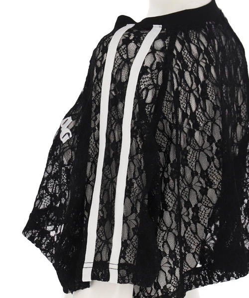 ANAP GiRL(アナップガール)の「ライン入 レース クロップド トップス(Tシャツ/カットソー・キッズ・ブラック/ホワイト・M/S/XS)」の10枚目の写真