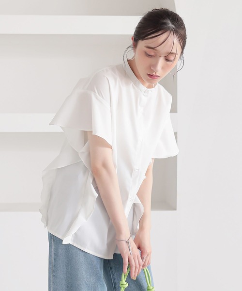 n'OrLABEL（ノアールレーベル）の「『サイドフレアブラウス』（シャツ/ブラウス・レディース・ネイビー/ベージュ/オフホワイト/ブラック・2/1）」の7枚目の写真