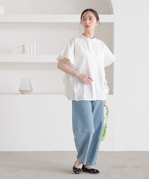 n'OrLABEL（ノアールレーベル）の「『サイドフレアブラウス』（シャツ/ブラウス・レディース・ネイビー/ベージュ/オフホワイト/ブラック・2/1）」の10枚目の写真