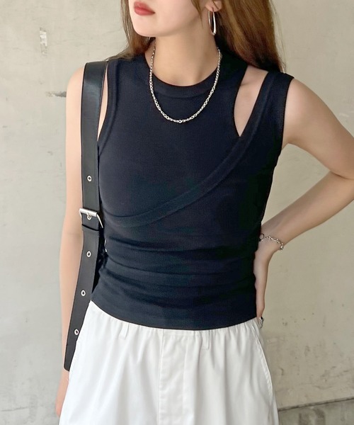Futier land(フューティアランド)の「レイヤードリブタンクトップ(タンクトップ・レディース・ホワイト/ブラック・MEDIUM/LARGE)」の19枚目の写真