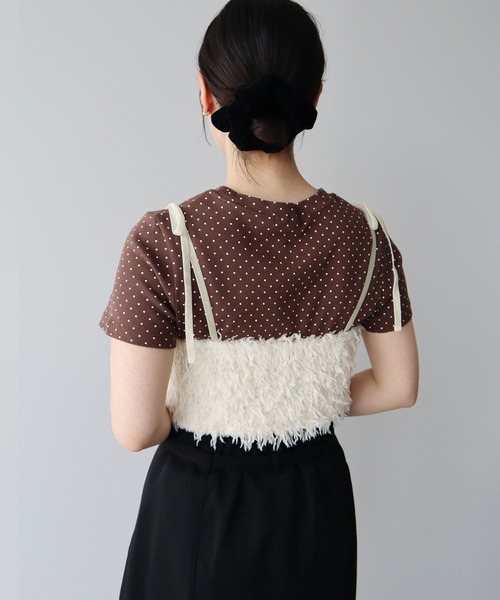 earth music&ecology（アースミュージックアンドエコロジー）の「【WEB限定】ベロアリボンフェザービスチェ（ベスト・レディース・ベージュ/アイボリー/チャコールグレー/ブルー・FREE）」の16枚目の写真