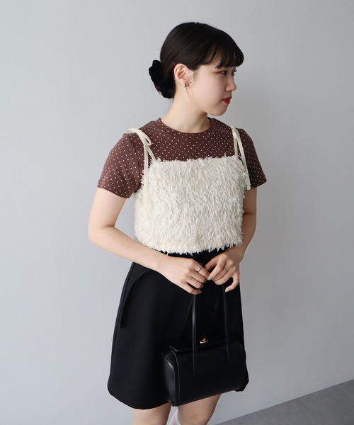 earth music&ecology（アースミュージックアンドエコロジー）の「【WEB限定】ベロアリボンフェザービスチェ（ベスト・レディース・ベージュ/アイボリー/チャコールグレー/ブルー・FREE）」の14枚目の写真