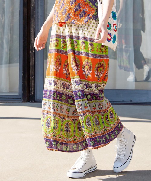 チャイハネ（チャイハネ）の「【チャイハネ】エスニックプリント ナリアワイドパンツ（その他パンツ・レディース・カーキ/ベージュ/ピンク・FREE）」の2枚目の写真