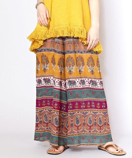 チャイハネ（チャイハネ）の「【チャイハネ】エスニックプリント ナリアワイドパンツ（その他パンツ・レディース・カーキ/ベージュ/ピンク・FREE）」の3枚目の写真