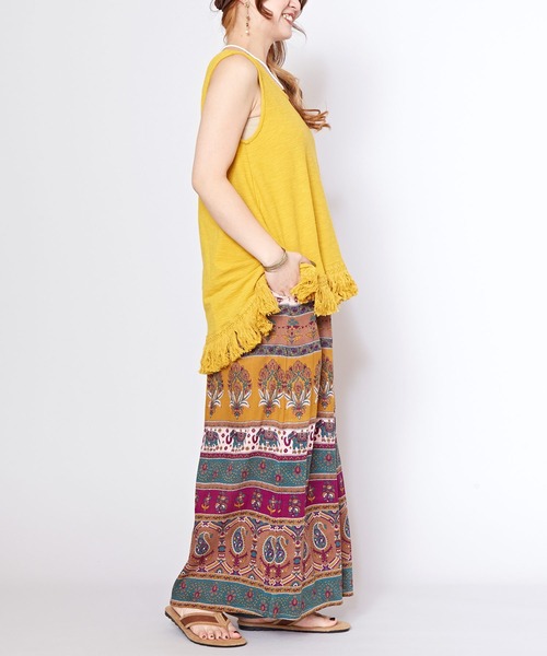 チャイハネ（チャイハネ）の「【チャイハネ】エスニックプリント ナリアワイドパンツ（その他パンツ・レディース・カーキ/ベージュ/ピンク・FREE）」の13枚目の写真