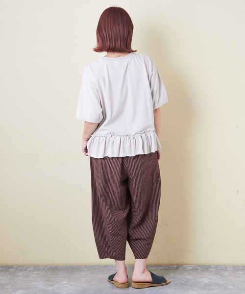 セール】ストライプ柄イージーコクーンパンツ（その他パンツ
