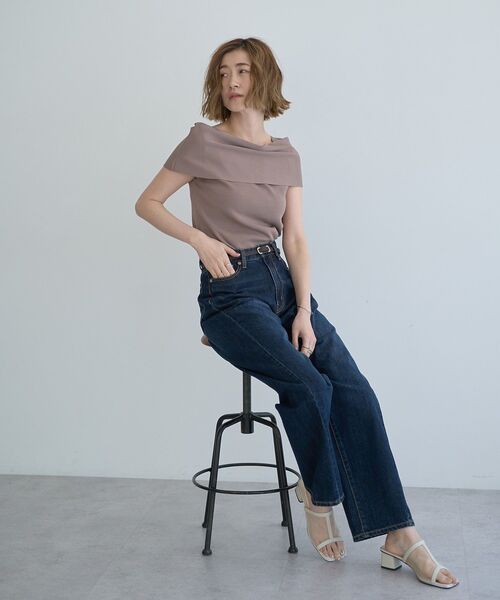 YECCA VECCA（イェッカヴェッカ）の「オフショルニット（ニット/セーター・レディース・ベージュ/ブラック/ブルー・FREE）」の7枚目の写真