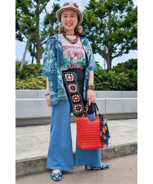 チャイハネ(チャイハネ)の「【チャイハネ】クロシェパレオ(ストール/ショール・レディース・ブラック/ホワイト・FREE)」の6枚目の写真