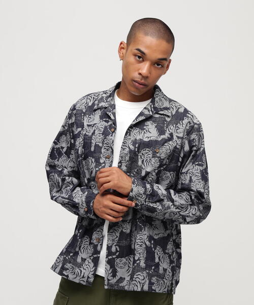 AVIREX（アヴィレックス）の「《SOUVENIR COLLECTION》SUKA SHIRTS "100 TIGER" / スカ長袖シャツ "100トラ" / AVIREX / アヴィレックス（シャツ/ブラウス・メンズ・グレー/ネイビー・XX-LARGE/X-LARGE/LARGE/MEDIUM）」の7枚目の写真