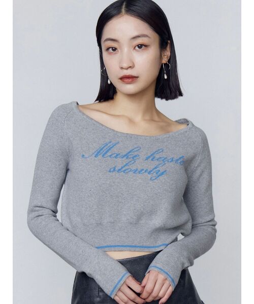 EMODA（エモダ）の「フロントロゴクロップニット（ニット/セーター・レディース・グレー/ブラック/ベージュ・FREE）」の6枚目の写真