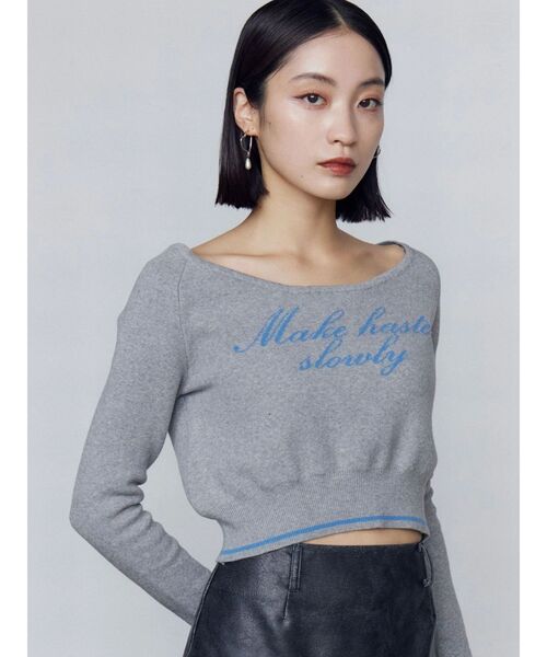 EMODA（エモダ）の「フロントロゴクロップニット（ニット/セーター・レディース・グレー/ブラック/ベージュ・FREE）」の7枚目の写真