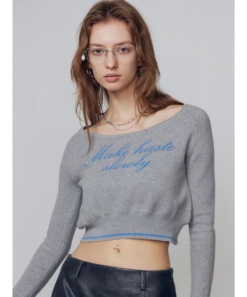 EMODA（エモダ）の「フロントロゴクロップニット（ニット/セーター・レディース・グレー/ブラック/ベージュ・FREE）」の16枚目の写真