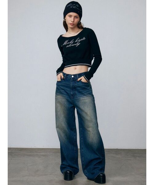 EMODA（エモダ）の「フロントロゴクロップニット（ニット/セーター・レディース・グレー/ブラック/ベージュ・FREE）」の19枚目の写真