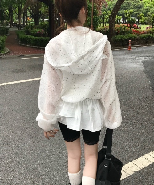almo(アルモ)の「【LAMPOON】シアードットフリルパーカー(パーカー・レディース・ブルー/ホワイト・FREE)」の10枚目の写真