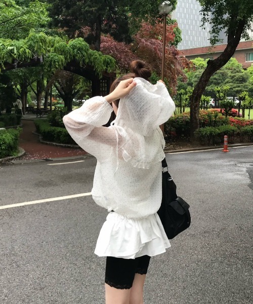 almo(アルモ)の「【LAMPOON】シアードットフリルパーカー(パーカー・レディース・ブルー/ホワイト・FREE)」の12枚目の写真