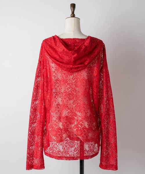 yae（ヤエ）の「lace hoodie / レースフーディー（Tシャツ/カットソー・レディース・ブラック/レッド/ホワイト/ライトパープル・FREE）」の20枚目の写真