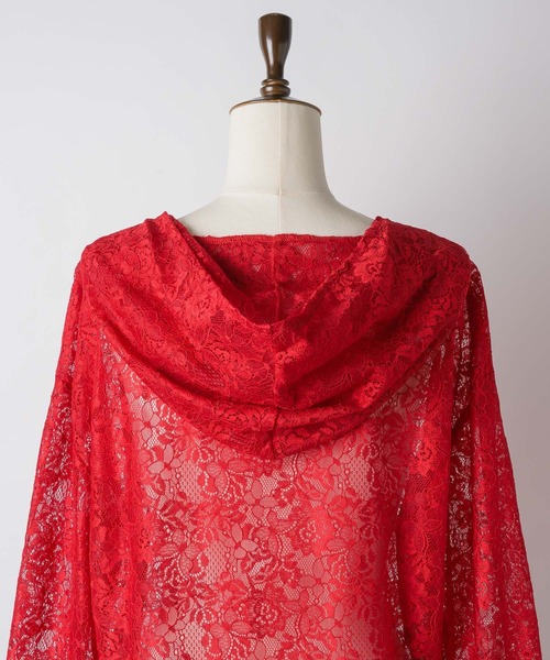 yae（ヤエ）の「lace hoodie / レースフーディー（Tシャツ/カットソー・レディース・ブラック/レッド/ホワイト/ライトパープル・FREE）」の14枚目の写真