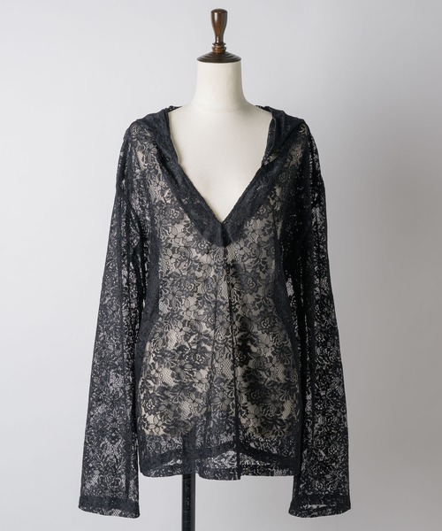 yae（ヤエ）の「lace hoodie / レースフーディー（Tシャツ/カットソー・レディース・ブラック/レッド/ホワイト/ライトパープル・FREE）」の17枚目の写真