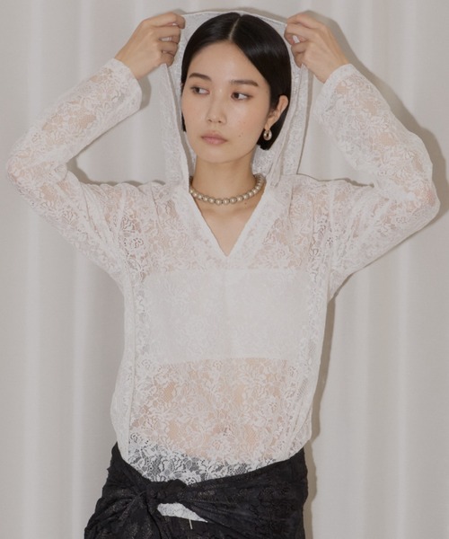 Lace hoodie / レースフーディー（Tシャツ/カットソー）｜yae（ヤエ