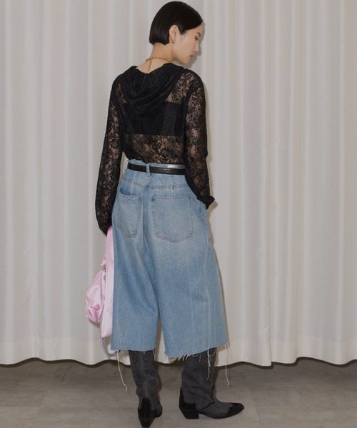 yae（ヤエ）の「lace hoodie / レースフーディー（Tシャツ/カットソー・レディース・ブラック/レッド/ホワイト/ライトパープル・FREE）」の7枚目の写真