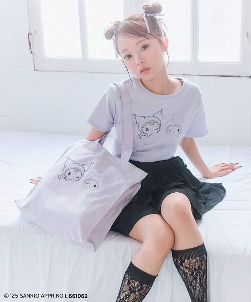 sanrio(サンリオ)の「メロクロキラキラTシャツ(Tシャツ/カットソー・レディース・オフホワイト/ラベンダー/ピンク・FREE)」の6枚目の写真